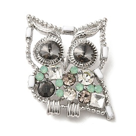 Owl Alloy Colorful Rhinestone Hollow Brooch, for Clothes