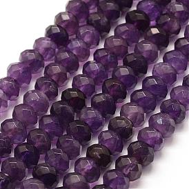 Natural Amethyst Beads Strands, Rondelle, Faceted