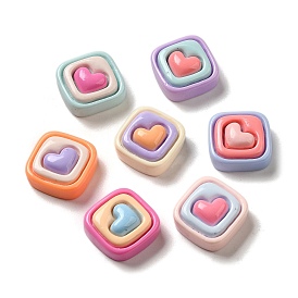 Valentine's Day Opaque Cartoon Resin Decoden Cabochons, Rhombus with Heart