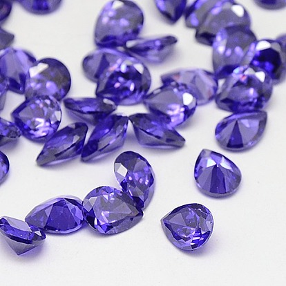 Cubic Zirconia Pointed Back Cabochons, Grade A, Faceted, Drop