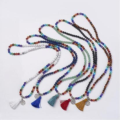 Pierres fines naturelles colliers de perles, Avec des résultats en gomme et alliage en polyester