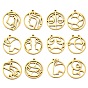 304 Stainless Steel Pendants, Real 18K Gold Plated, Laser Cut, Flat Round with 12 Constellations Sign Charm