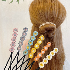 Elegante y sencilla pinza para el cabello medio recogido con diseño floral para peinados elegantes y voluminosos de mujer