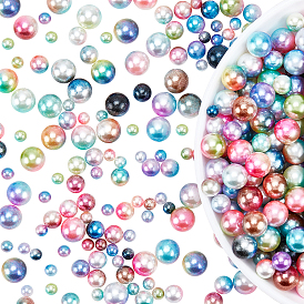 PandaHall Elite 432Pcs 36 Style Rainbow Acrylic Imitation Pearl Beads, Gradient Mermaid Pearl Beads, No Hole, Round
