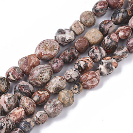 Natural Leopard Skin Jasper Beads Strands, Nuggets, Tumbled Stone