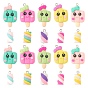 40Pcs 10 Style Handmade Polymer Clay Charms, with Platinum Tone Iron Findings, Ice Cream, Marshmallow