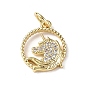 Brass Micro Pave Cubic Zirconia Charms, with Jump Rings, Round Ring & Unicorn Charms