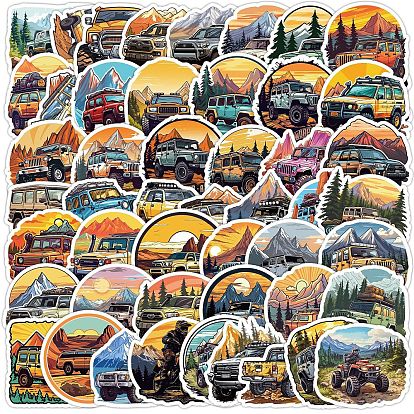 50Pcs Car PVC Adhesive Stickers Set, for DIY Scrapbooking and Journal Decoration