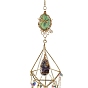 Decoraciones colgantes con borlas de ágata natural y amatista, con perlas de vidrio, amuletos de resina y fornituras de hierro, rombo