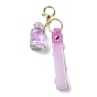 Mixed Bottle Acrylic Pendant Keychain Decoration, Liquid Quicksand Floating Bear Handbag Accessories, with Alloy Findings
