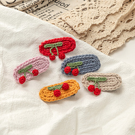 Cute Cherry Hair Clip for Kids - Handmade Knitted Hairpin, Sweat Clip.