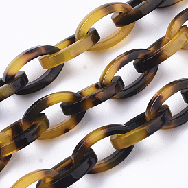 Двухцветные кабельные цепи из ацетата целлюлозы (смолы), Плоско-овальные, для изготовления ювелирных изделий