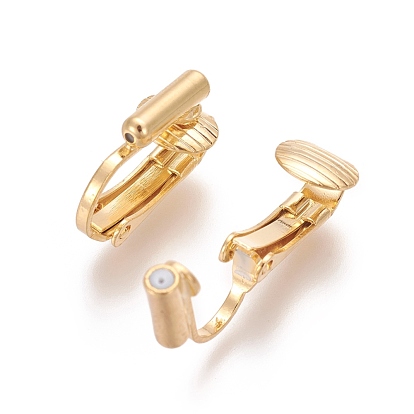 Brass Clip-on Earring Converters Findings, For Non-pierced Ears