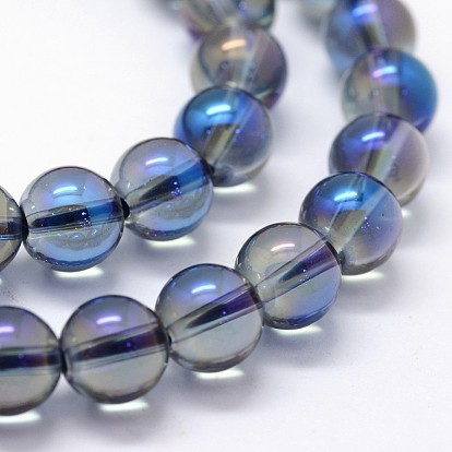 Galvaniques quartz naturel perles de cristal brins, de couleur plaquée ab , ronde