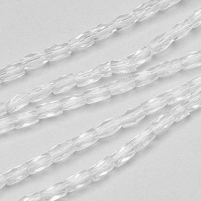 Chapelets de perles en verre transparentes  , facette, colonne