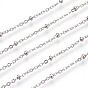 304 Stainless Steel Cable Chains, Satellite Chains, with Rondelle Beads, Soldered, Flat Oval