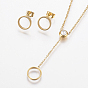 304 définit bijoux en acier inoxydable, pendentifs et boucles d'oreille, avec strass, anneau