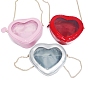 PU Leather Crossbody Bags, Heart Shaped Women Bags, with Clear Window & Iron Curb Chains Bag Straps