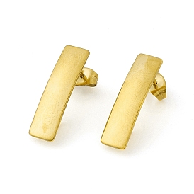 304 Stainless Steel Stud Earrings Finding, Rectangle, with Vertical Loop