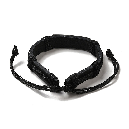 Прямоугольный сплав с браслетом из поперечных звеньев, регулируемый браслет из искусственной кожи на шнурке для женщин