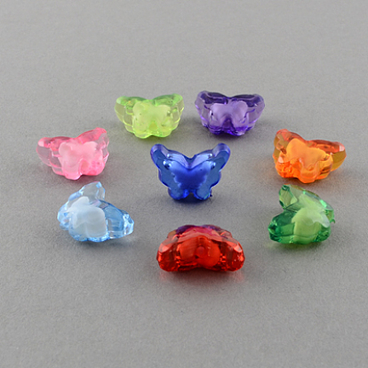 Perles acryliques transparentes, Perle en bourrelet, papillon, 11x15x6mm, trou: 2 mm, 670 pcs / 500 g