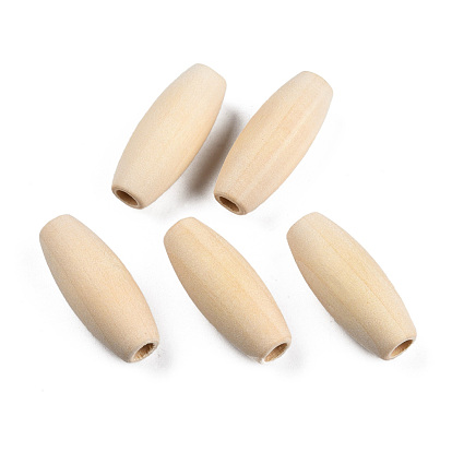 Unfinished Natural Wood European Beads, Large Hole Bead, Undyed, Lead Free, Oval
