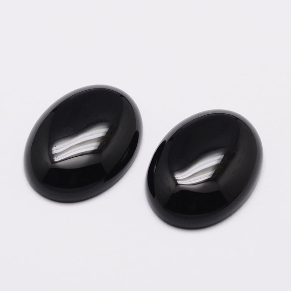 Cabochons ovales agate noires naturelles