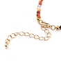 Bracelets en perles d'agate naturelle teinte, avec fermoirs mousquetons en laiton  , ronde à facettes, or