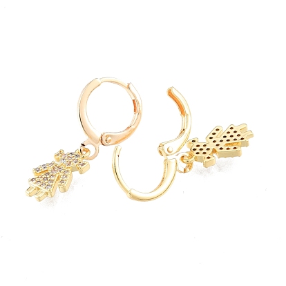 Boucles d'oreilles à levier pendantes pour fille avec zircons cubiques transparents, bijoux en laiton pour femmes, sans cadmium et sans nickel et sans plomb