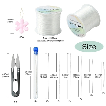 High Carbon Steel Big Eye Beading Needle, with Sharp Steel Scissors, Elastic Crystal String and Steel Sewing Needle Devices