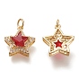 Brass Glass Pendants, with Micro Pave Clear Cubic Zirconia and Jump Ring, Star
