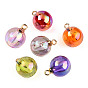 AB Color Plating Acrylic Pendants, with ABS Plastic Loop, Round