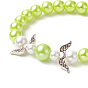 Bracelets extensibles en perles d'imitation de verre, bijoux d'aile en alliage pour enfants