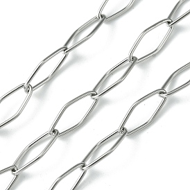 304 Stainless Steel Rhombus Link Chains, Soldered, with Spool