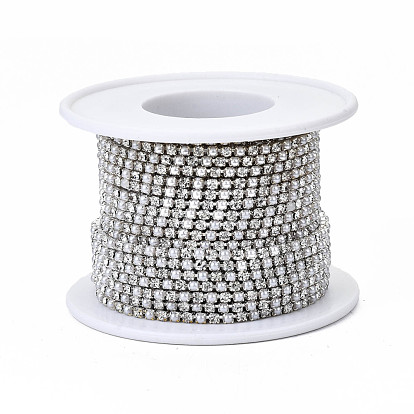 Chaînes de strass en laiton , avec abs en plastique imitation perle, strass chaînes de tasse, avec bobine