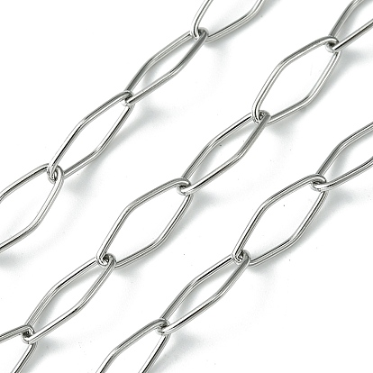 304 Stainless Steel Rhombus Link Chains, Soldered, with Spool