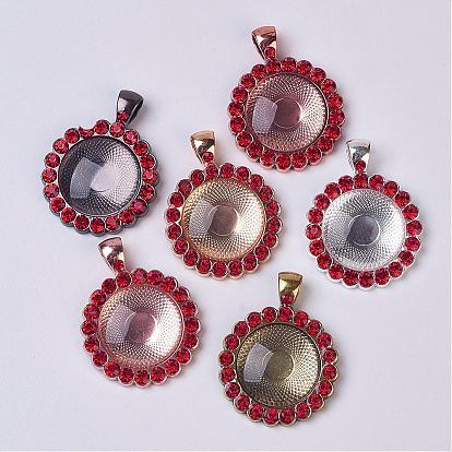 Ensembles de bijoux bricolage, alliage strass paramètres pendentif cabochon de la lunette et cabochons de verre transparent, plat rond