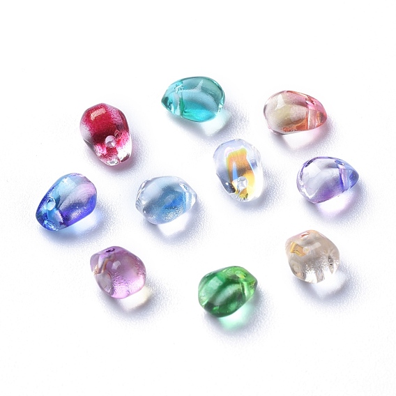 Transparent Glass Charms, Dyed & Heated, Faceted, Teardrop