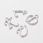 Silver Color Plated Alloy Letter Pendants, Rack Plating, Cadmium Free & Lead Free, 12~17x4~15x2mm, Hole: 1.5mm