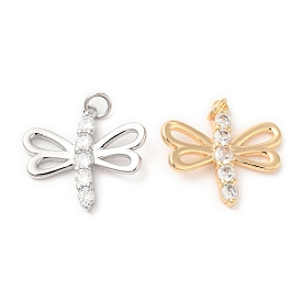 Brass & Cubic Zirconia Pendants, Dragonfly Charm