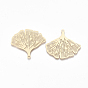 Brass Pendants, Etched Metal Embellishments, Ginkgo Leaf