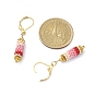 Glass Seed Braided Column Dangle Leverback Earrings, Golden 304 Stainless Steel Jewelry for Women