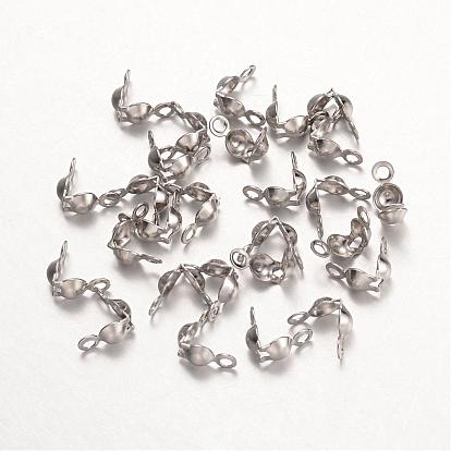 316 Surgical Stainless Steel Bead Tips, Calotte Ends, Clamshell Knot Cover, 8.5x4mm, Hole: 1.5mm