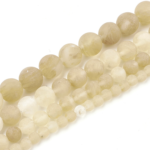 Perles de verre pastèque en pierre brins, givré, ronde