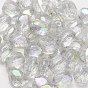 UV Plating Rainbow Iridescent Acrylic Beads, with Glitter Powder, Oval