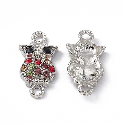 Alloy Rhinestones Connector Charms, Owl Links, Mixed Color