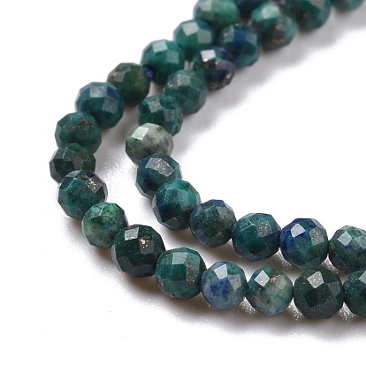 Brins de perles naturelles de chrysocolle et de lapis-lazuli, facette, ronde