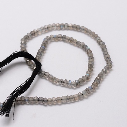 Faceted Rondelle Natural Labradorite Bead Strands, 3x2mm, Hole: 1mm, about 172pcs/strand, 12.9 inch