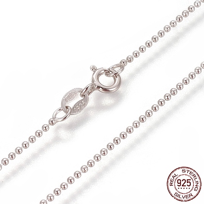 925 Sterling Silver Ball Chain Necklaces, with Spring Ring Clasps