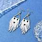 Halloween Theme Glass Seed Braided Ghost Chandelier Earrings, Golden 304 Stainless Steel Tassel Earrings for Women
